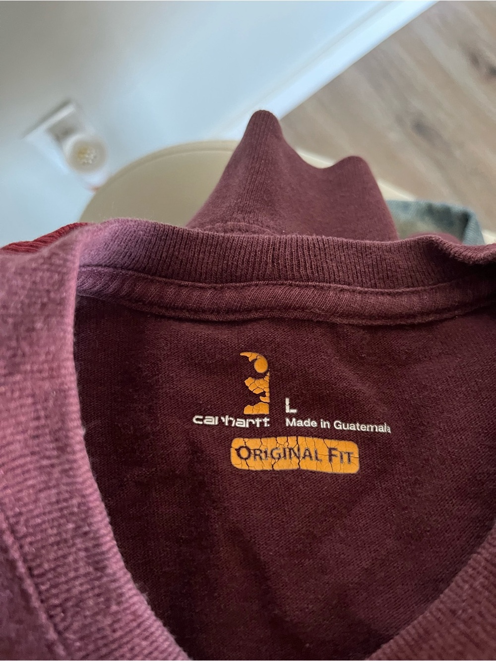 Carhartt Men's Long Sleeve Logo Tee - Burgundy - Picture 3 of 3